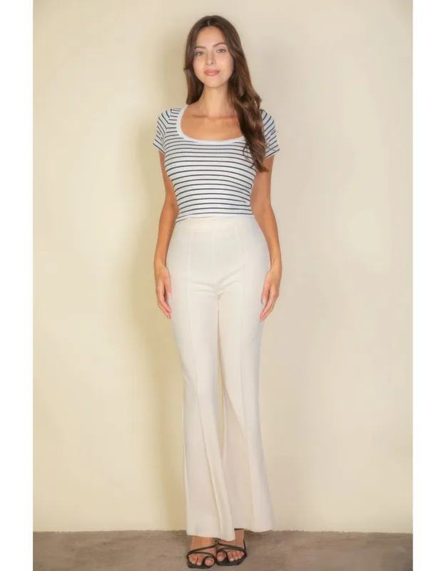 High Waist Stretch Crepe Flare Pants