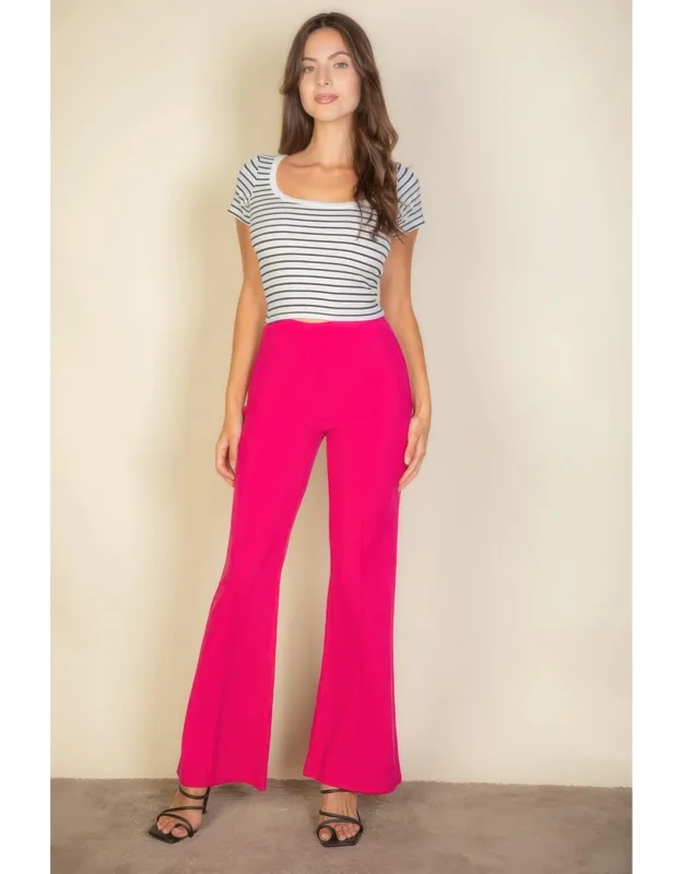 High Waist Stretch Crepe Flare Pants