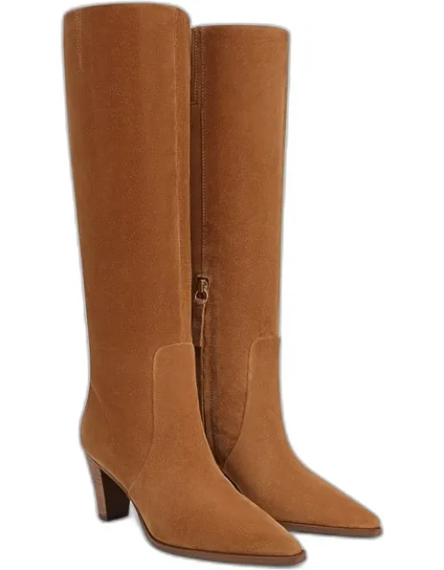 Franco Jaycen Knee High Boot With Leather Upper And Side Zipper Closure