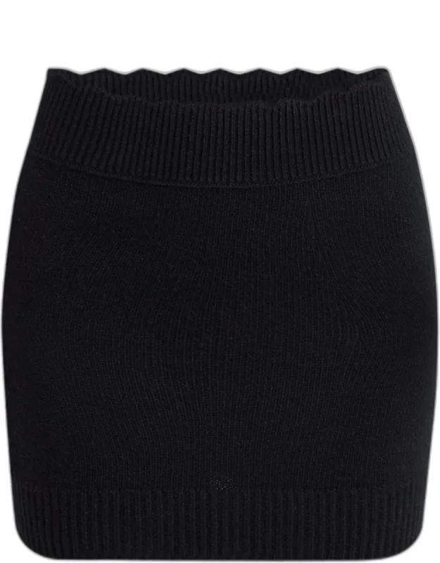 Scalloped Knit Mini Skirt