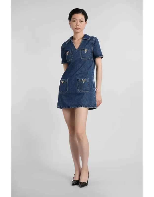 _mini Dress With Collar And Gold Detail_