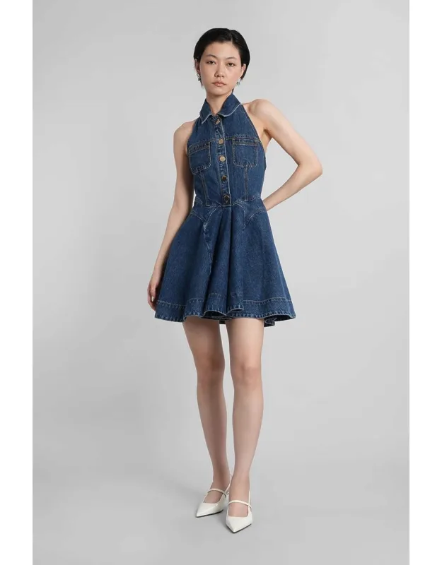 _mini Dress With Collar And Open Back_