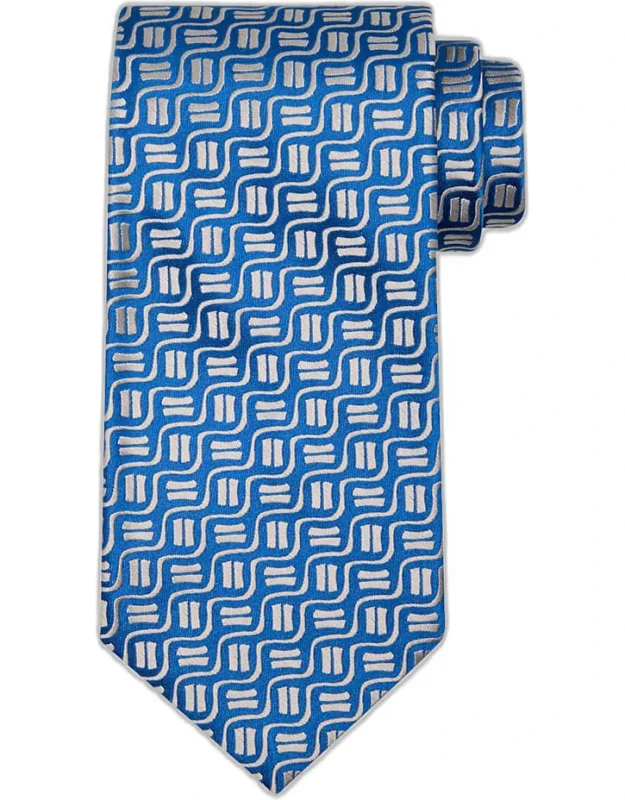 Wavy Geometric Jacquard Silk Tie