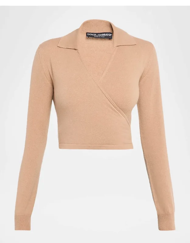Crop Wrap Polo Sweater