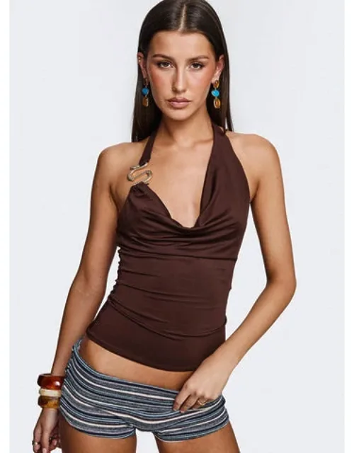 Cowl Neck Hardware Detail Top