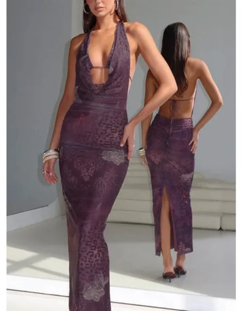 Manaia Cowl Halter Neck Maxi Dress
