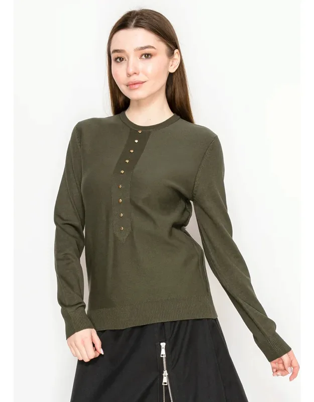 Sweater With Gold Button Trim