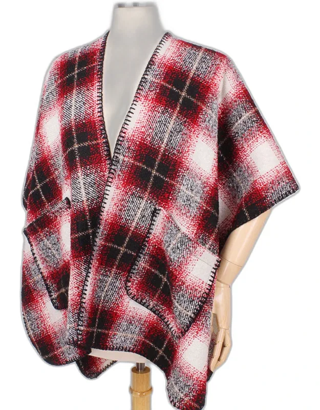 Plaid Cape Vest Poncho