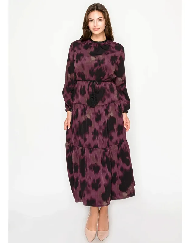 Printed Tiered Midi Dress