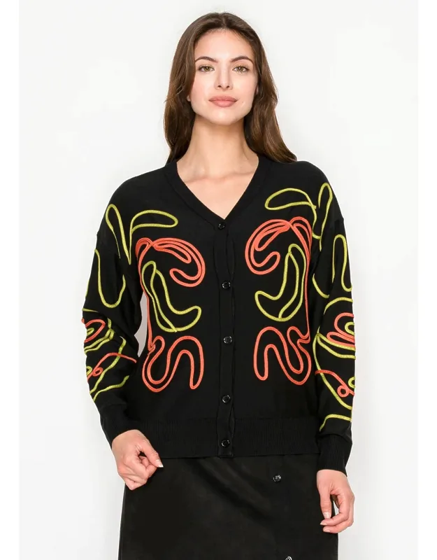 Line Pattern Knit Cardigan