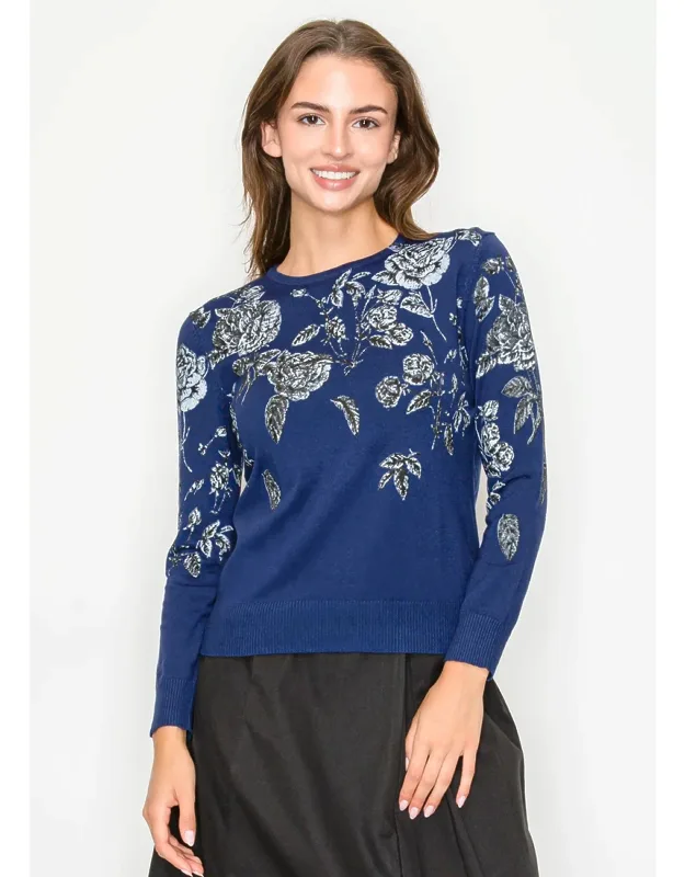 Knit Sweater With Floral Design