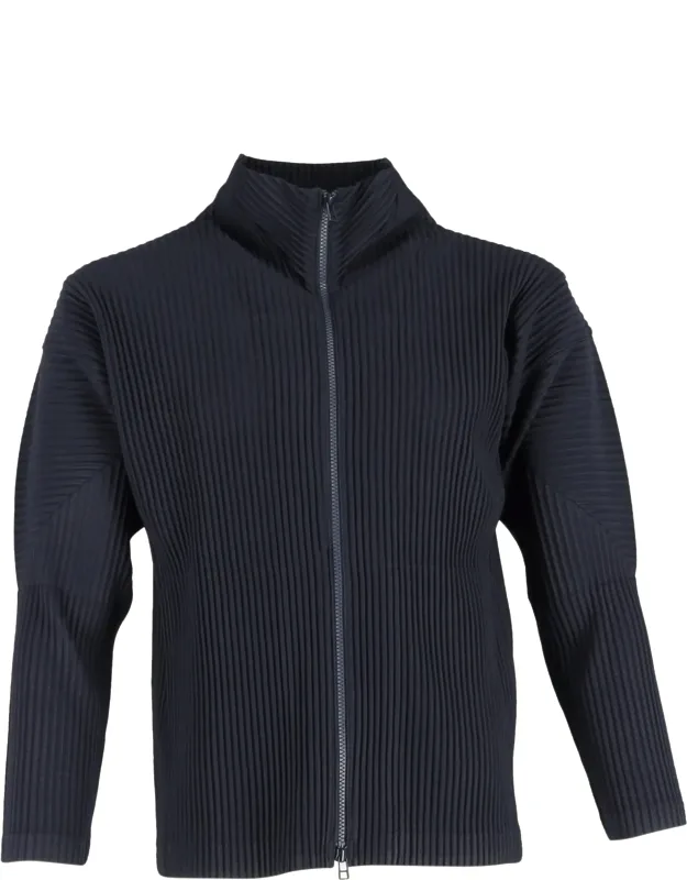 Pleated Zip-up Cardigan