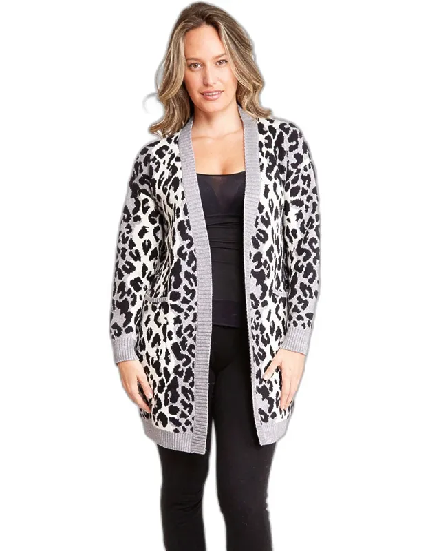 Leopard Pattern Pocket Cardigan