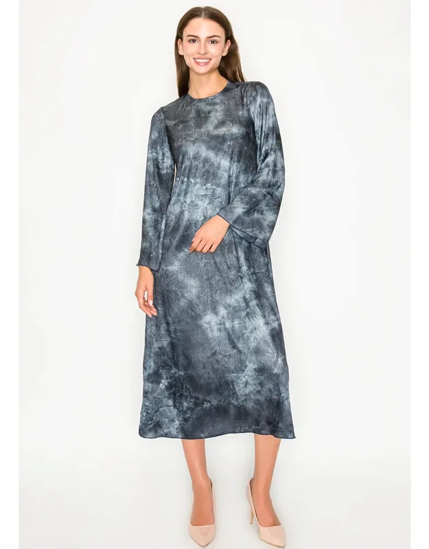 Tie-dye Effect Midi Dress In Relaxed Fit