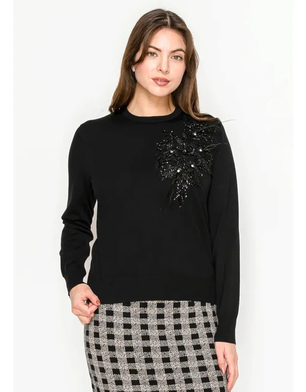 Sweater With Embellished Shoulder