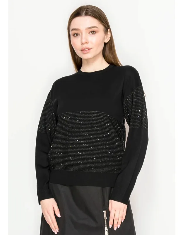 Crewneck Sweater With Shimmer Accents