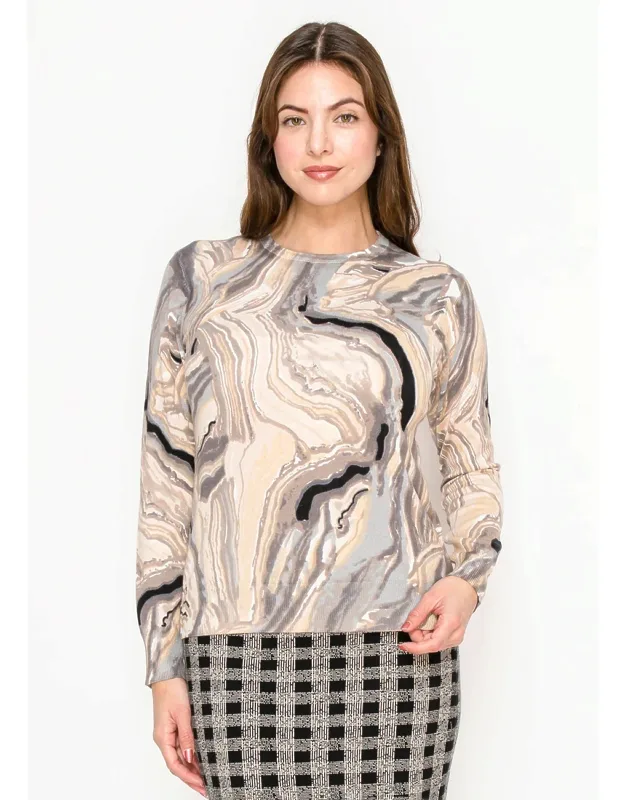 Marble Pattern Knit Sweater