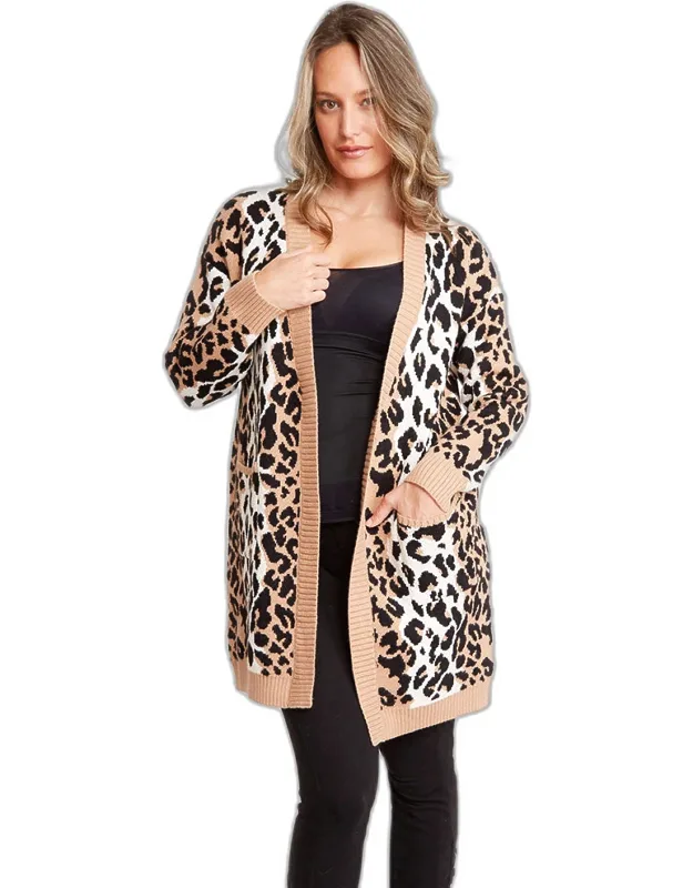 Leopard Pattern Pocket Cardigan
