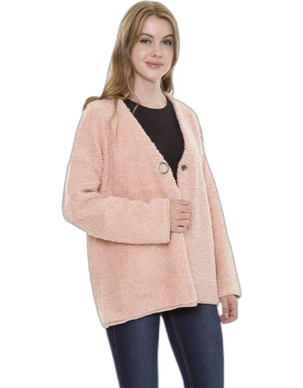 Chunky Solid Color Pocket Sweater Cardigan