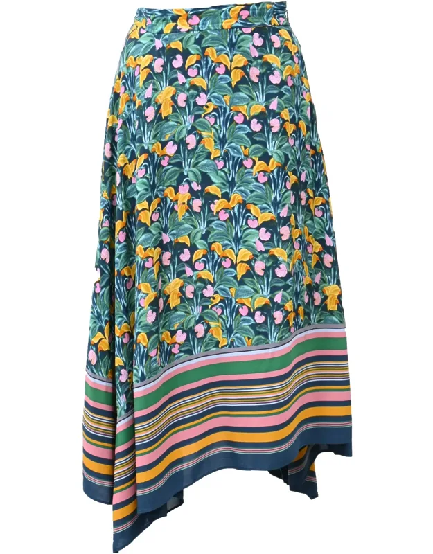 Asymmetric Printed Skirt