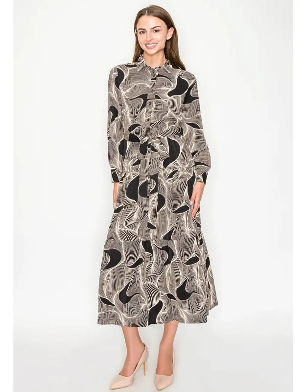 Midi Dress With Tie Waist