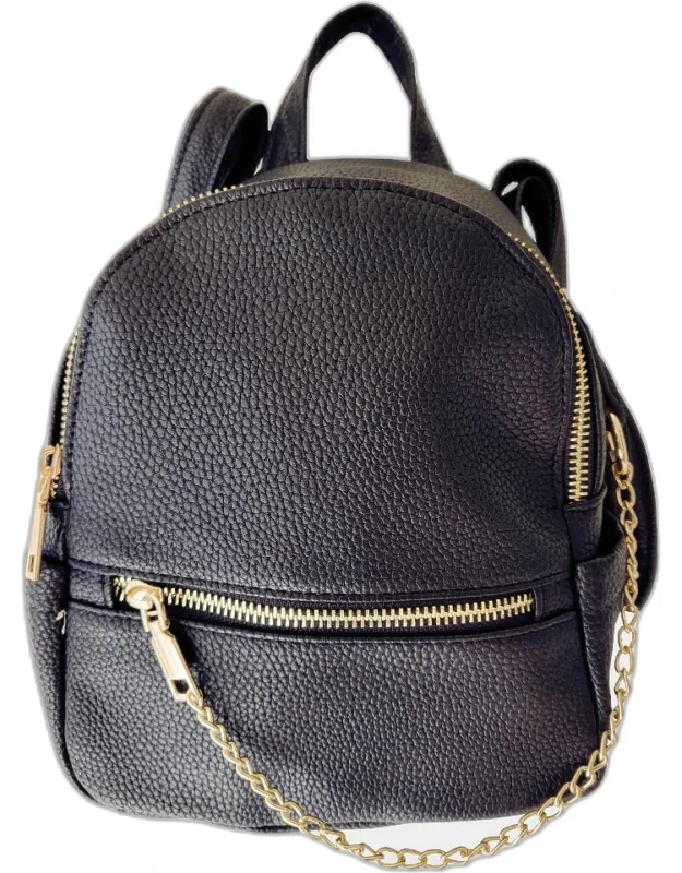 Draped Chain Faux Leather Mini Backpack