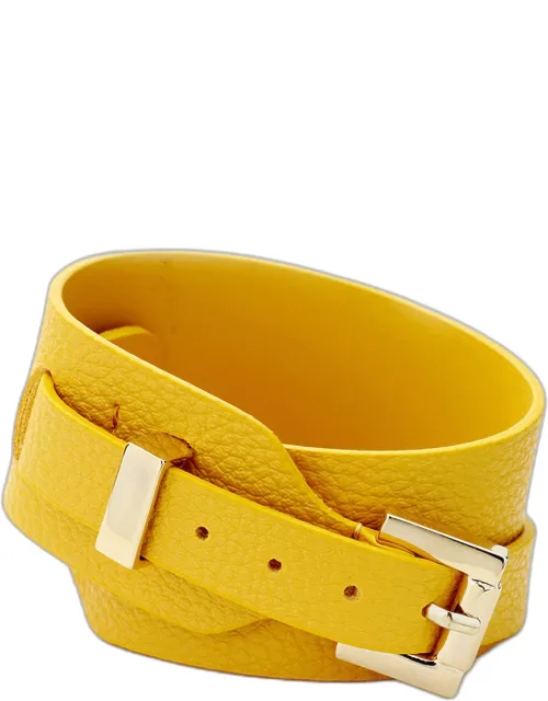 Faux Leather Belt Buckle Wrap Bracelet Size - 1.25" H