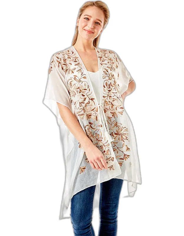 Embroidery Floral Cover-up Kimono