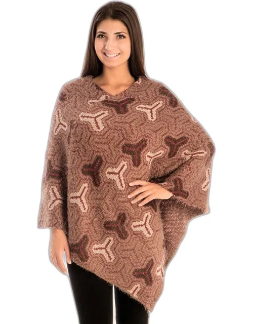 Patterned V-neck Poncho