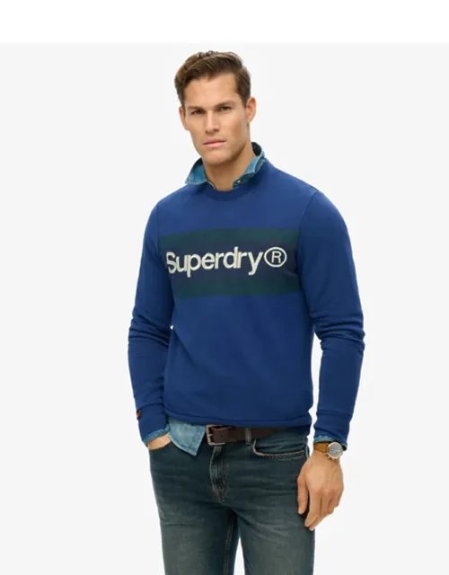 Core Logo Stripe Relaxed Crew Sweatshirt