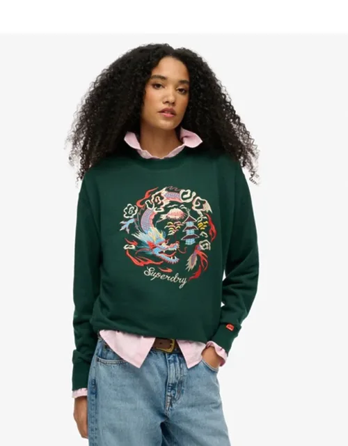 Embroidered Loose Crew Sweatshirt