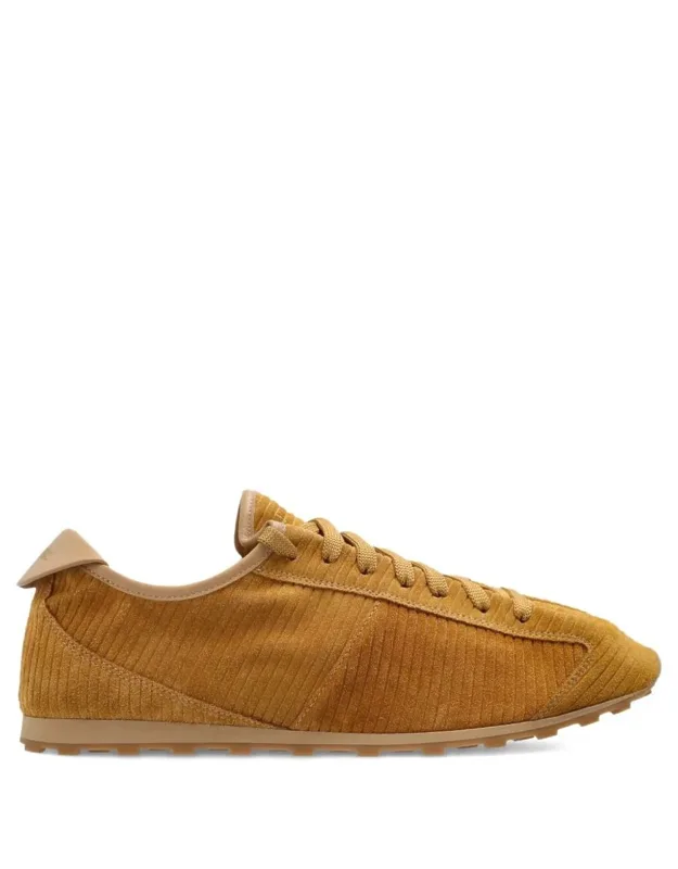 Tennis Sneakers In Soft Corduroy-embossed Suede