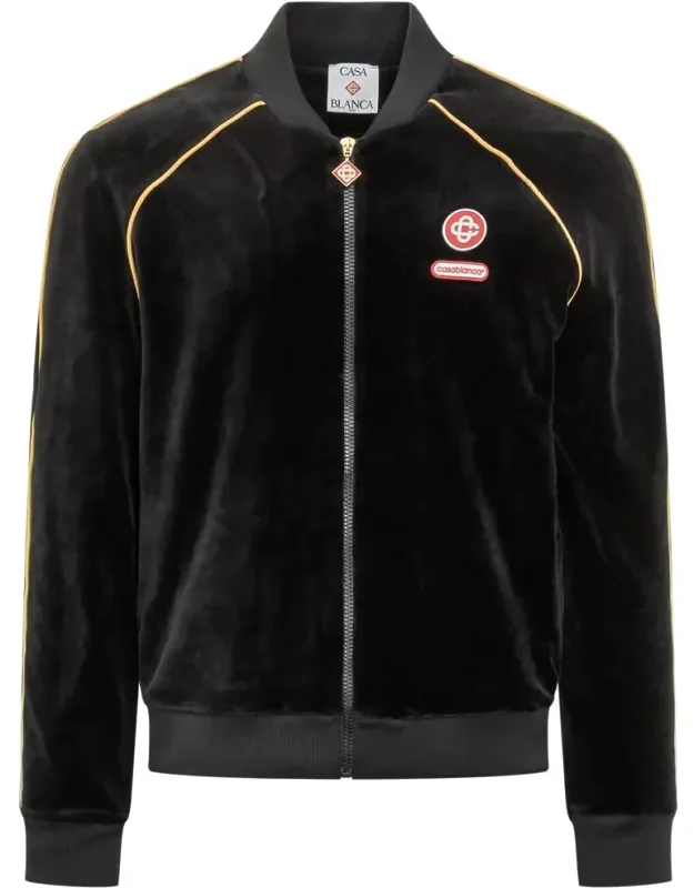 Velvet Bomber Jacket With Yellow Profiles