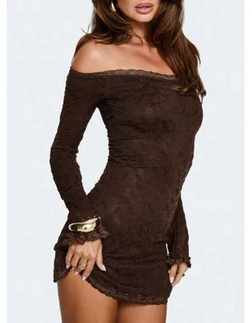 Avenues Long Sleeve Lace Mini Dress