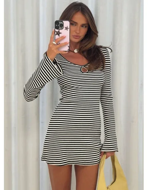 Lost Focus Long Sleeve Keyhole Mini Dress