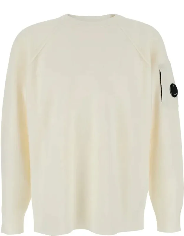 Crewneck Sweater With Logo Plaque On The Sleeve In Wool Blend
