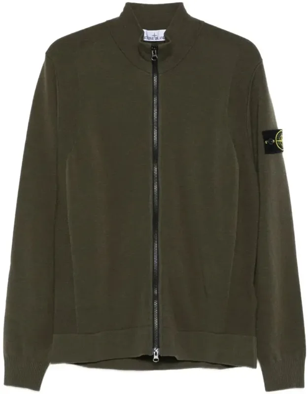 Sweater With Two-way Zip Closure And Ribbed Hem