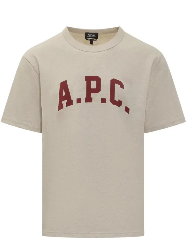 Beige T-shirt With Red Logo