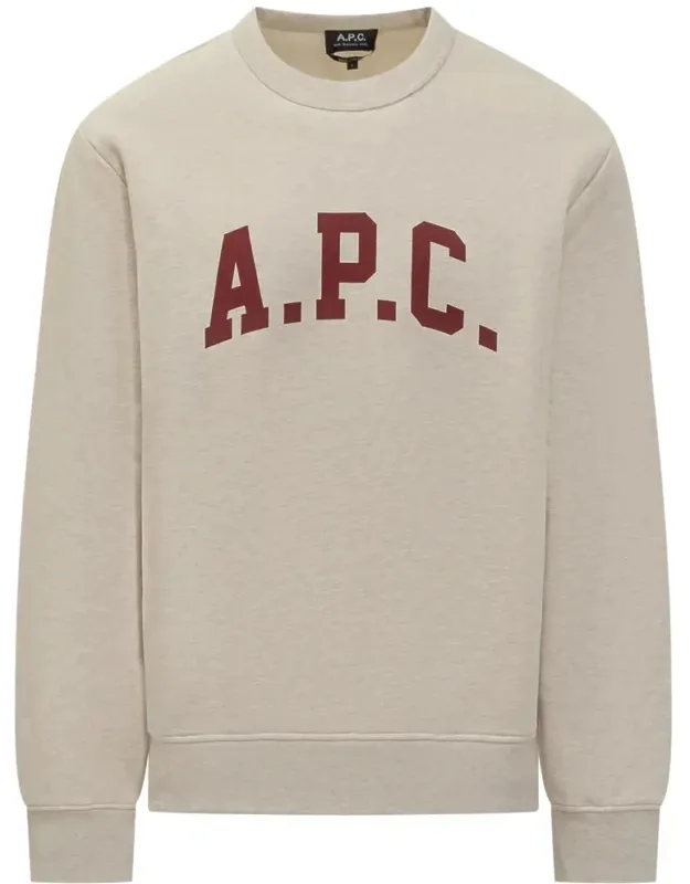 Beige Sweatshirt With Bordeaux Logo