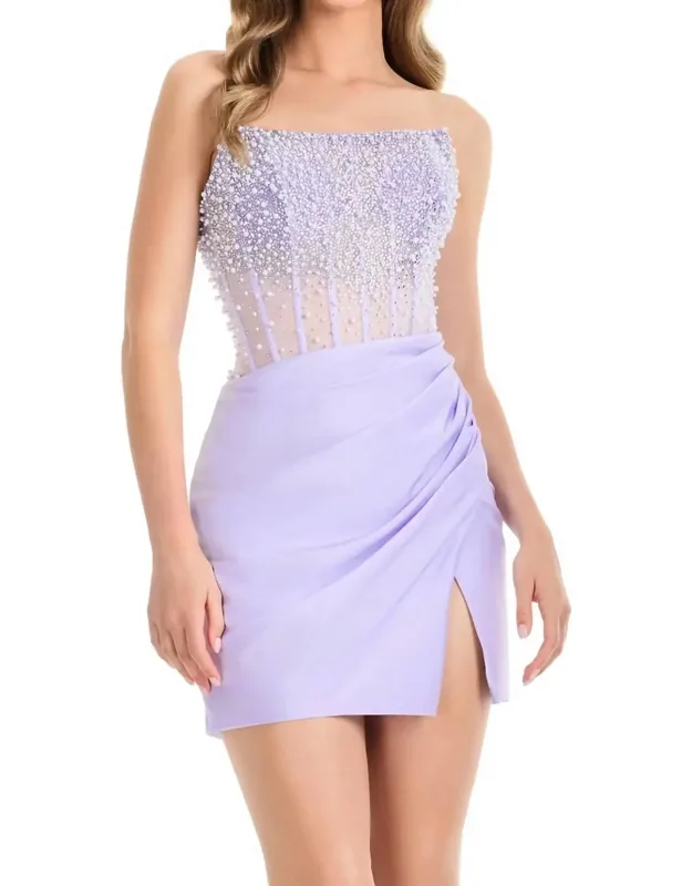 Beaded Mesh Mini Dress