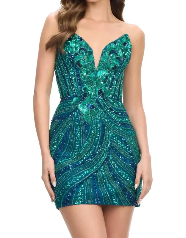 Fully Sequin Strapless Mini Dress