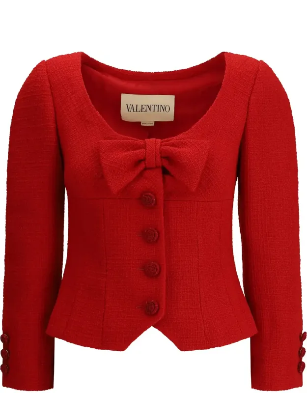 Short Jacket In Plain Wool Tweed