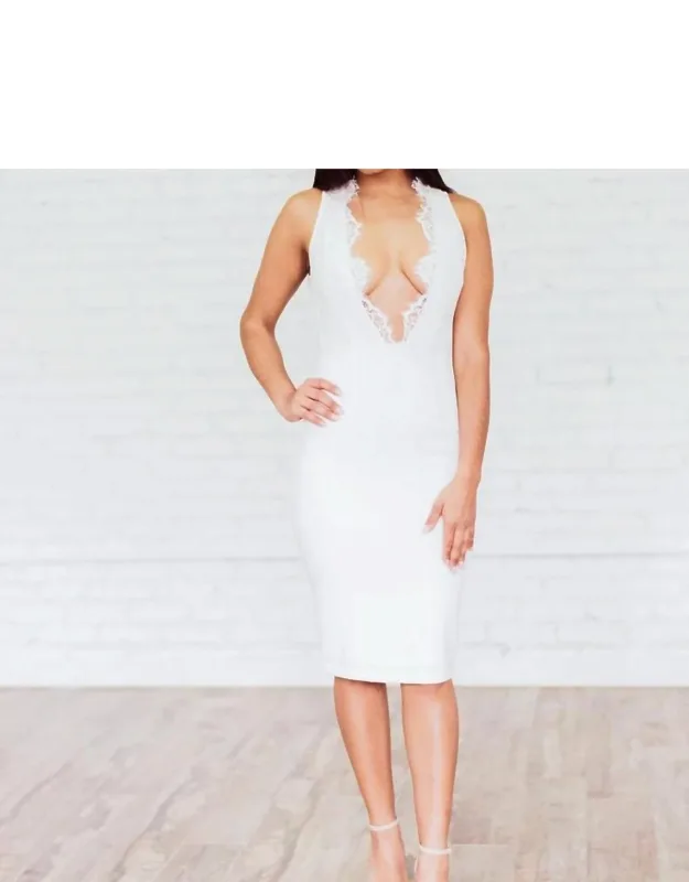 Lace V-neck Midi Dress