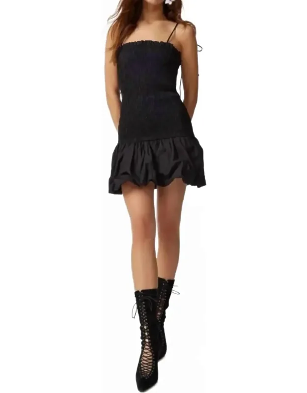 Smocked Bubble Hem Mini Dress