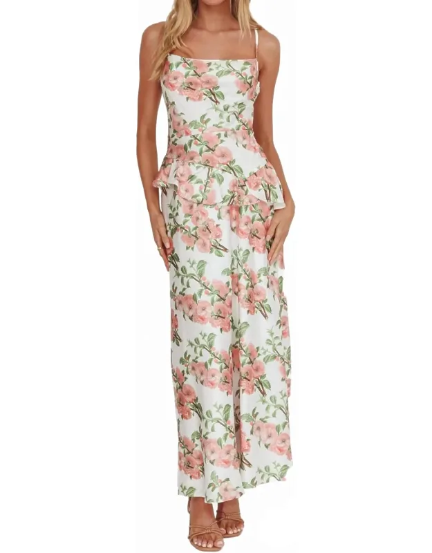 Ruffle Waist Floral Maxi Dress