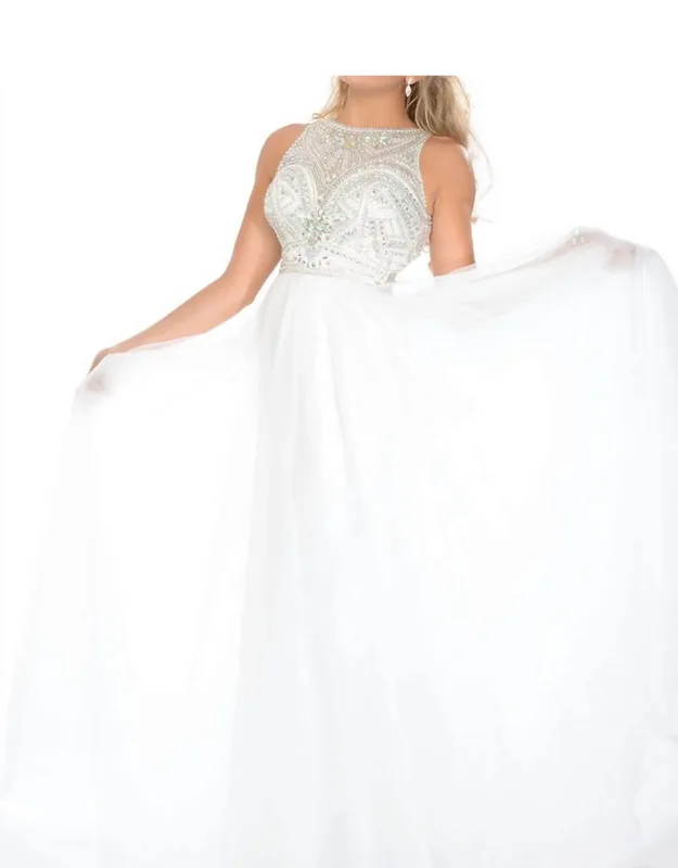 Stoned Bodice And Soft Flowy Skirt Prom Dress