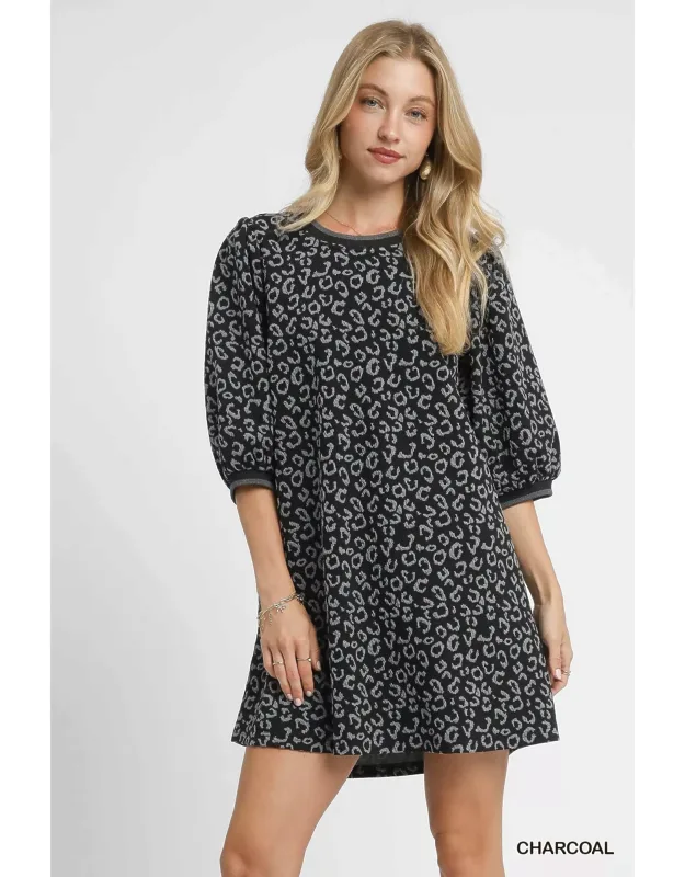 Leopard Print Jacquard Mini Dress