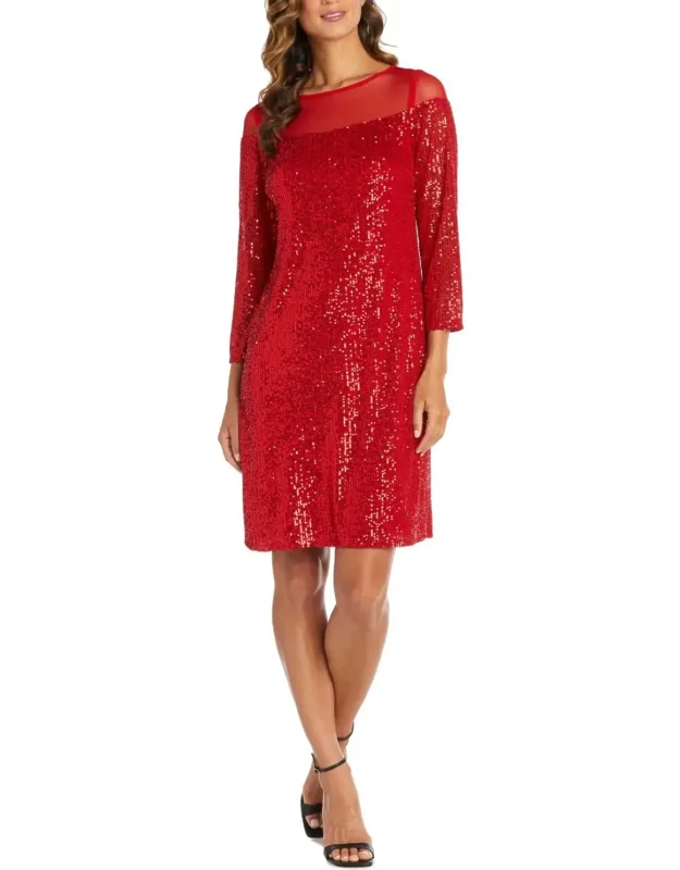 Sequin Illusion Neck Sheath Dress