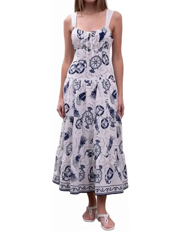 Sailor Square Neck Midi Dress