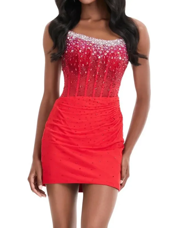 Strapless Beaded Mini Dress